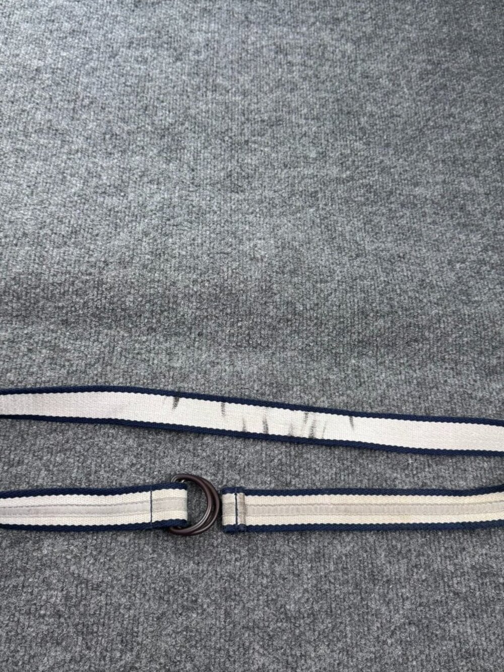 Vintage / Pre-Owned Men's Striped Webbing Belt Double D-Ring Navy Cream Size 32